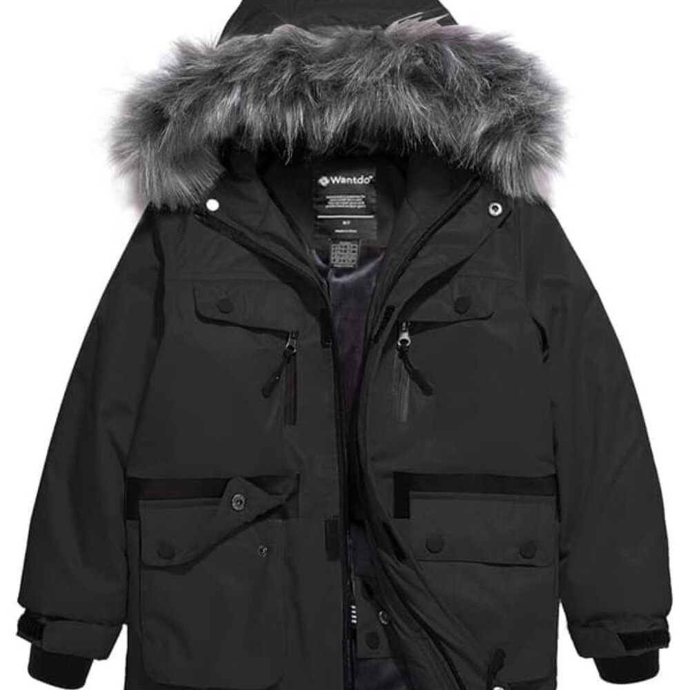 Boys Winter Coat Waterproof Ski Snow Parka Jacket with Faux Fur Hood (14-16)